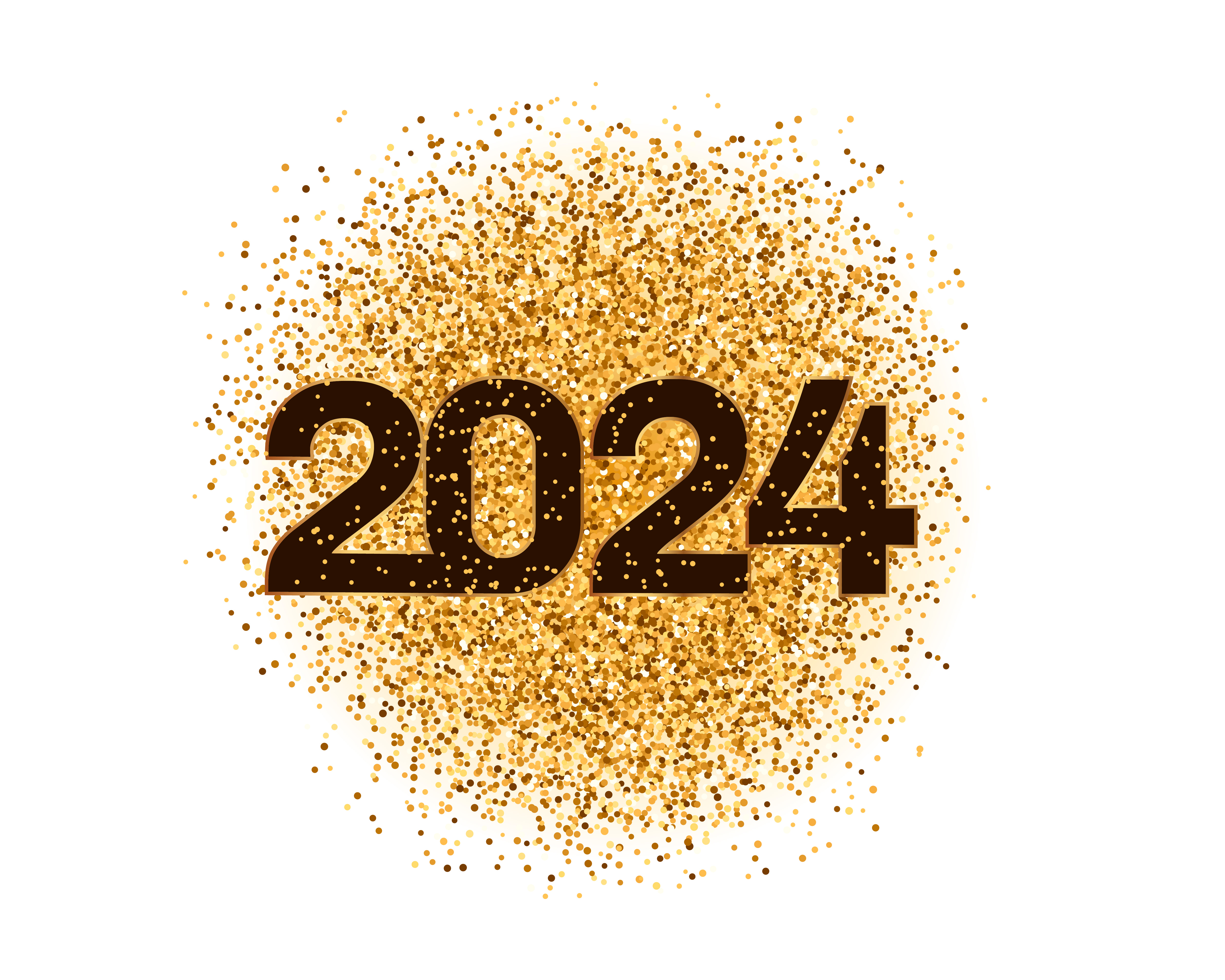2024 new year party celebration background with golden glitterin
